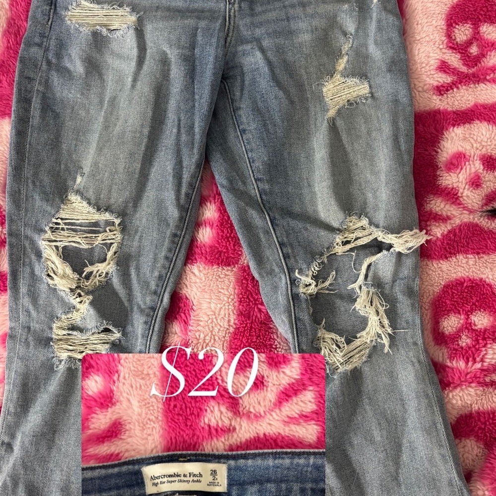 Abercrombie & Fitch Blue Flare Wide Leg Jeans